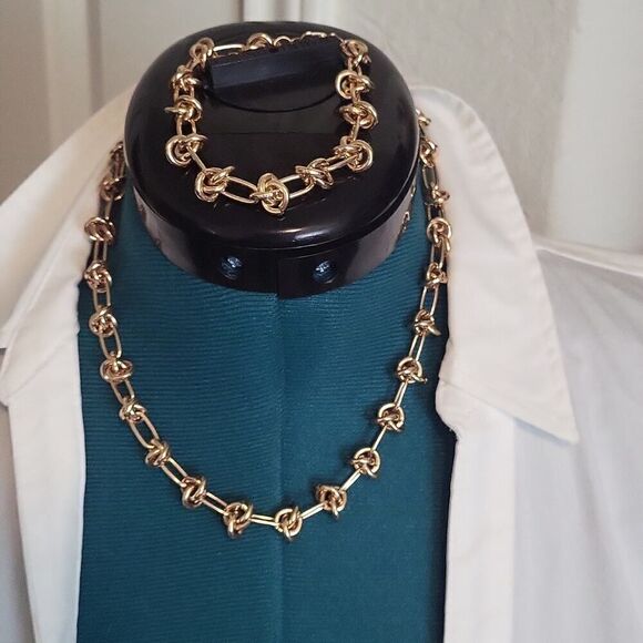 2 pc Necklace/ Bracelet Punk Style Jewelry Trendy Chain In Thorn Shape - Picture 1 of 10